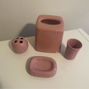 Vintage ‘80s Pink Bathroom Vanity Set Art Deco Postmodern